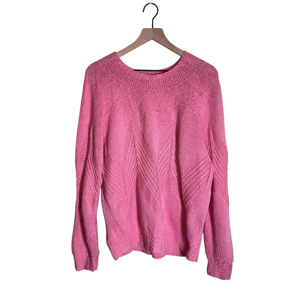 VINTAGE RON CHERESKIN linen chunky cable knit Barbie core cottage core sweater M